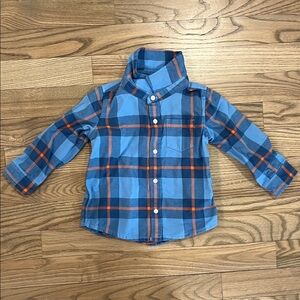 Primary Kids Blue and Orange Checkered Shirt